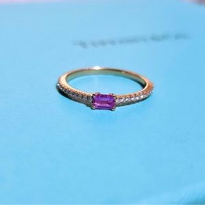 RARE Tiffany & Co. 18k Rose Gold Pink Sapphire Diamond Horizon Metro Novo Ring